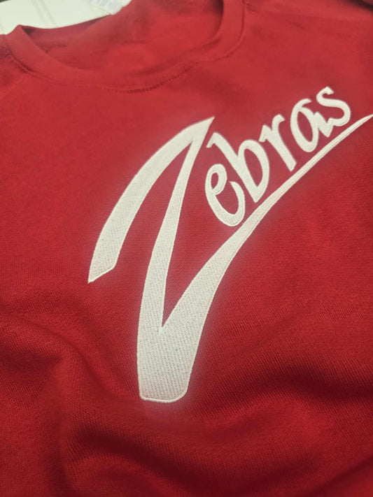 Zebras Embroidered Varsity Fleece Crew Neck Pullover