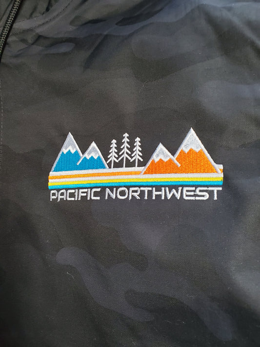 Black Camo PNW Neon Sunset Anorak Jacket