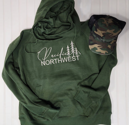 Pacific Northwest embroidered funnel neck hoodie