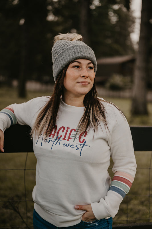 Pacific Northwest Stripe Sleeve Crew