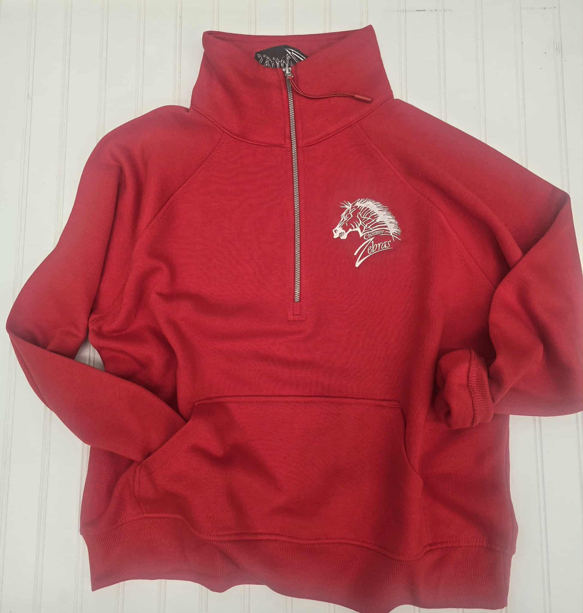 Zebras Embroidered Ladies Boxy Half Zip Fleece