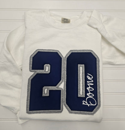 Custom Varsity Letter Embroidered Hoodie or Crewneck