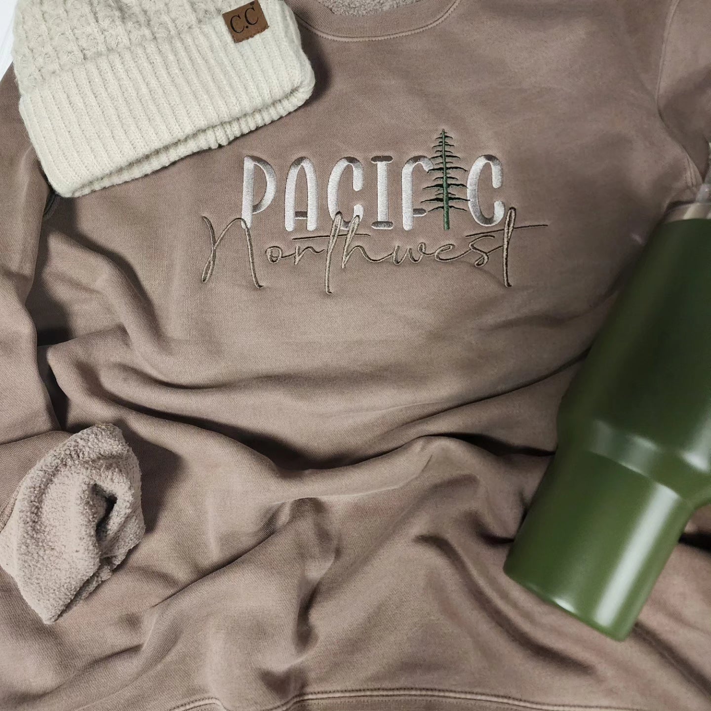 Pacific Northwest Embroidered Crewneck (pigment clay)