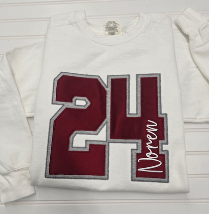 Custom Varsity Letter Embroidered Hoodie or Crewneck