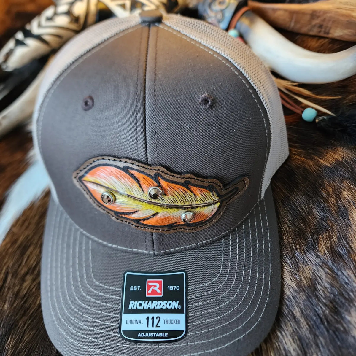Julian Leather & Wool Feather Hat