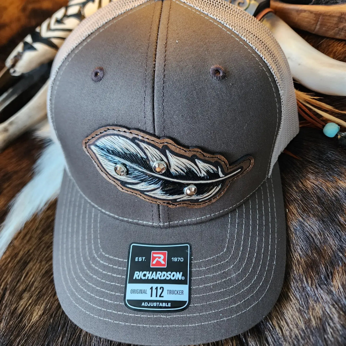Julian Leather & Wool Feather Hat